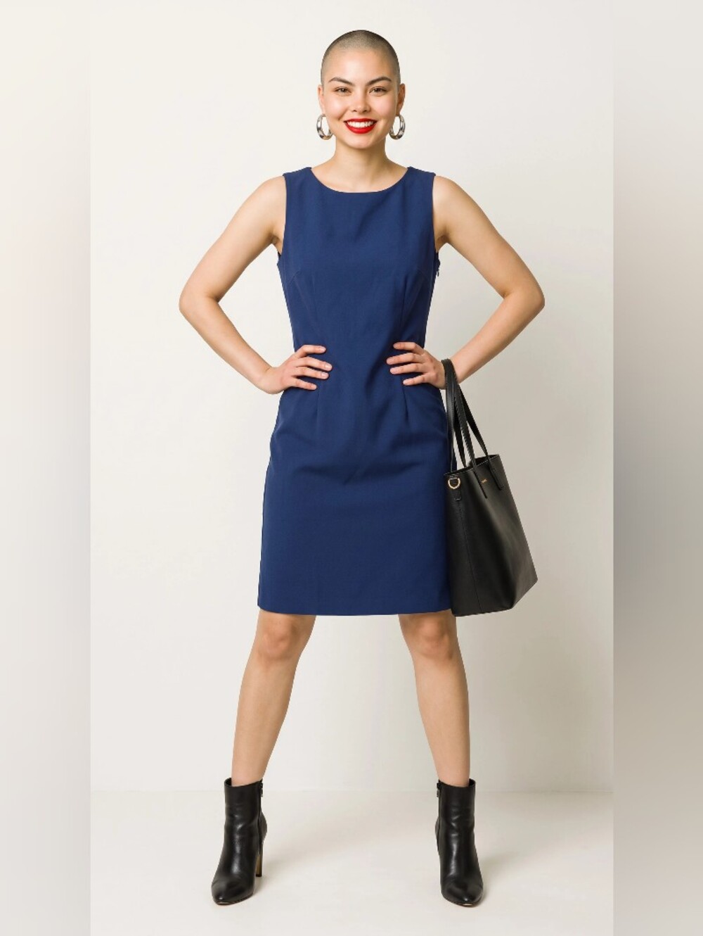 CHADWICKS Sleeveless Navy Sheath Dress SIZE 8